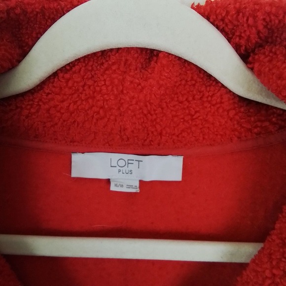 Loft Plus 1/4 Zip Fleece Lined Teddy‎ Bear Pullover Sweater Size 16/18 in Red - Picture 10 of 11